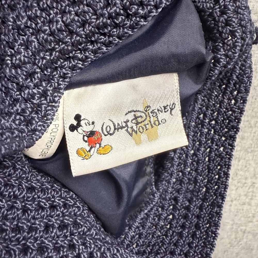 Vintage 90s Y2K Disney Winnie Pooh Navy Blue Crochet Backback Cinch Closure - Picture 4 of 5
